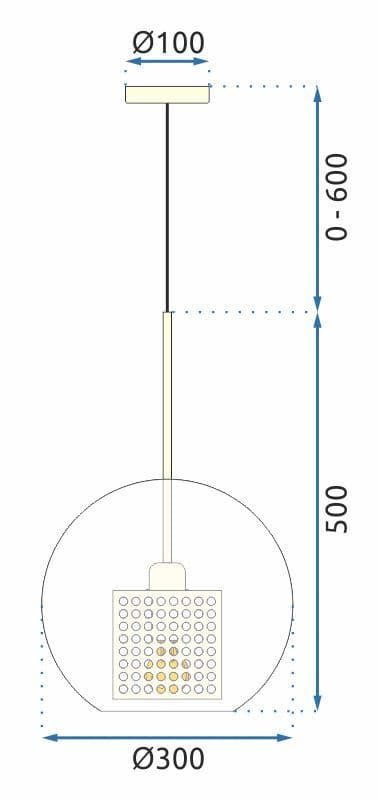LOFT GLAS HÄNGANDE LAMPA APP556-1CP 30CM GULD