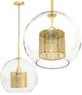 Miniatyrbild 1 av 9: LOFT GLAS HÄNGANDE LAMPA APP556-1CP 30CM GULD