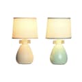Miniatyrbild 1 av 3: Bordslampa DKD Home Decor Tyg Polyester Grön Kräm Stengods 220 V 40 W (2 antal) (16 x 16 x 27 cm)