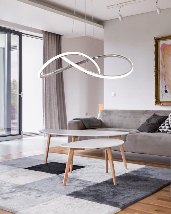 LOFTRING PENDEL LAMPE MODERNE LED + FJERNBETJENING APP393-CP KROM
