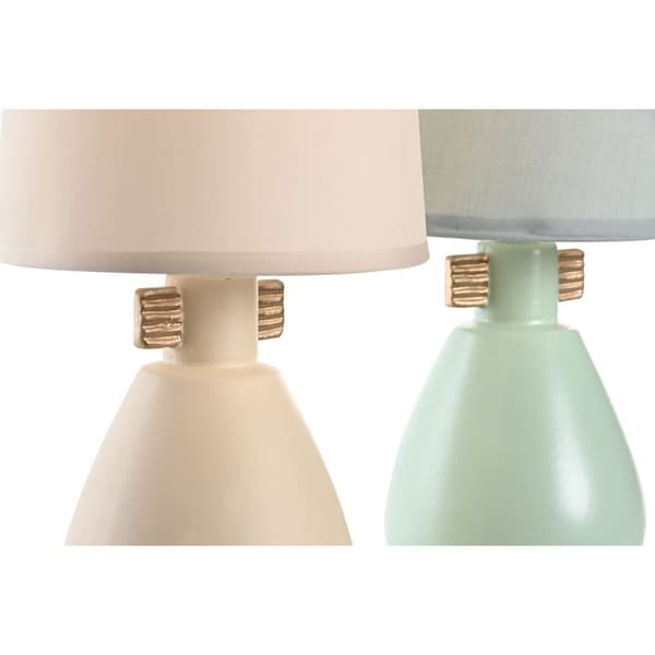 Pöytälamppu DKD Home Decor Kangas Polyesteri Vihreä Kerma Kivitavara 220 V 40 W (2 osaa) (16 x 16 x 27 cm)