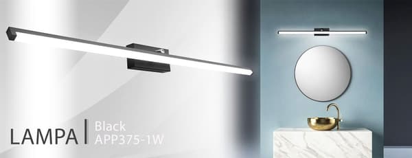 LED BADRUMSLAMPA ÖVER SPEGEL 20W 100CM APP375-1W SVART
