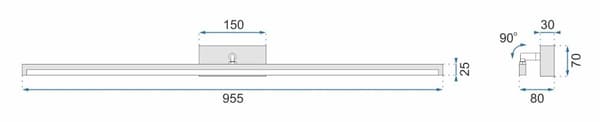LED BADRUMSLAMPA ÖVER SPEGEL 20W 100CM APP375-1W SVART