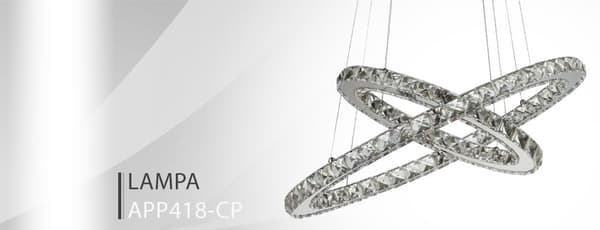 CRYSTAL RING LOFTSLAMPE 50+30CM FJERNBETJENING APP418-CP