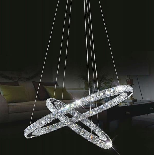 CRYSTAL RING LOFTSLAMPE 50+30CM FJERNBETJENING APP418-CP
