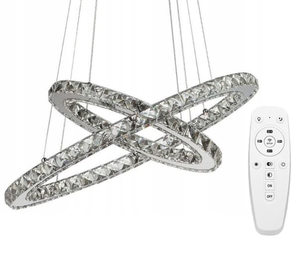 CRYSTAL RING LOFTSLAMPE 50+30CM FJERNBETJENING APP418-CP