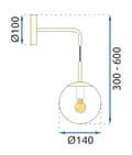 Miniatyrbild 6 av 6: VÄGGLAMPA GLAS VÄGGLAMPA APP685-1W GULD