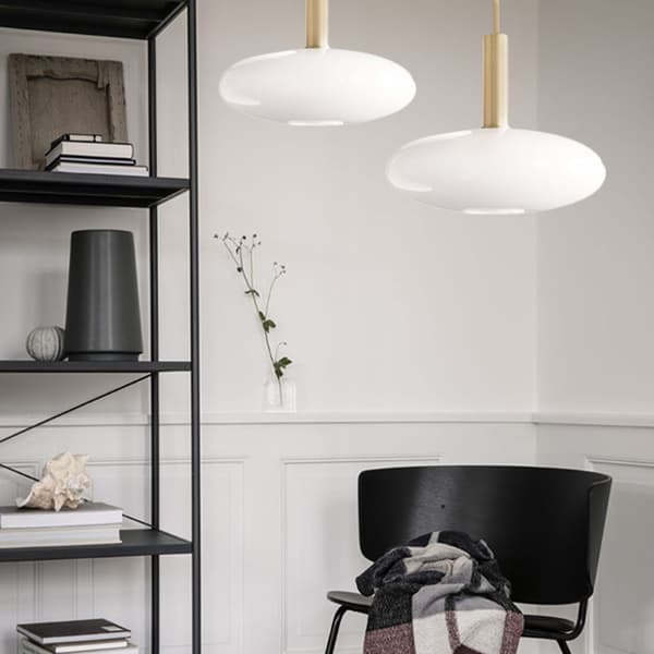 MÆLKEAGTIG LOFT VEDHÆNGSLAMPE I MÆLKEGLAS APP668-1CP GULD