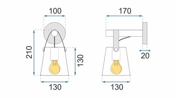 RANDIG METALL VÄGGLAMPA APP467-1W VIT