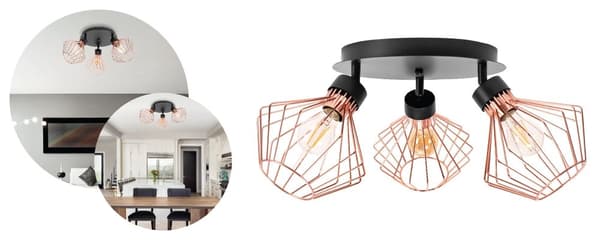 TRIPLE METAL LOFT PLAFOND LAMPE APP536-3C ROSÉ GULD