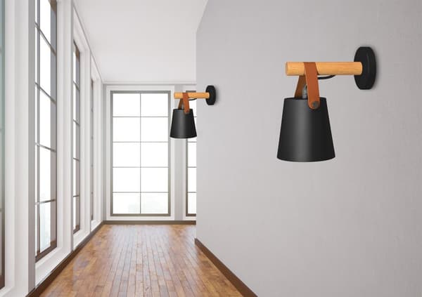 RANDIG METALL VÄGGLAMPA APP466-1W SVART