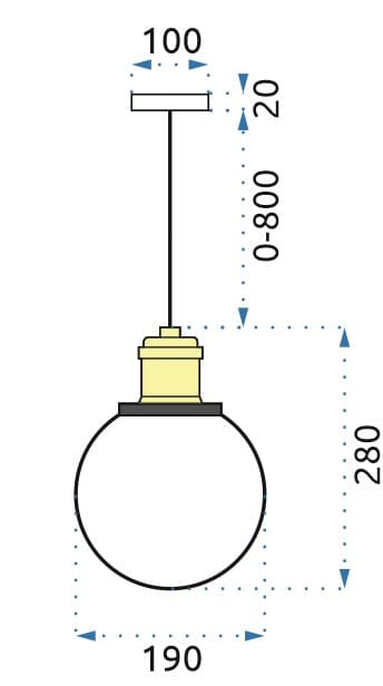 GLAS PENDEL LOFTSLAMPE VERTO B