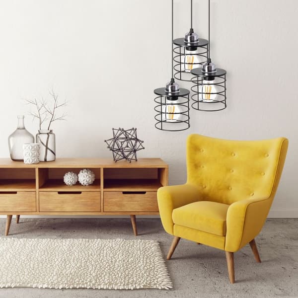 TAK HÄNGANDE LAMPA TRIPPEL METALL LOFT 392204 SVART