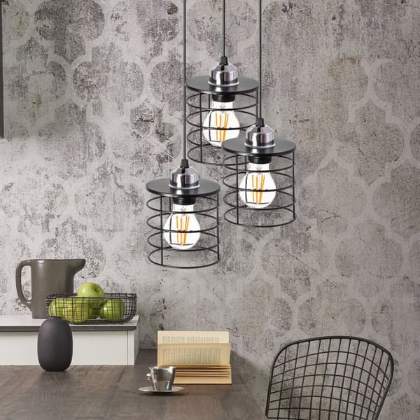 TAK HÄNGANDE LAMPA TRIPPEL METALL LOFT 392204 SVART