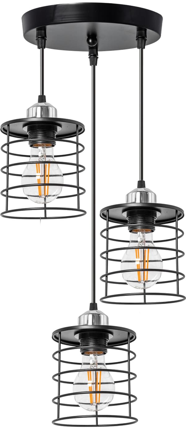 TAK HÄNGANDE LAMPA TRIPPEL METALL LOFT 392204 SVART