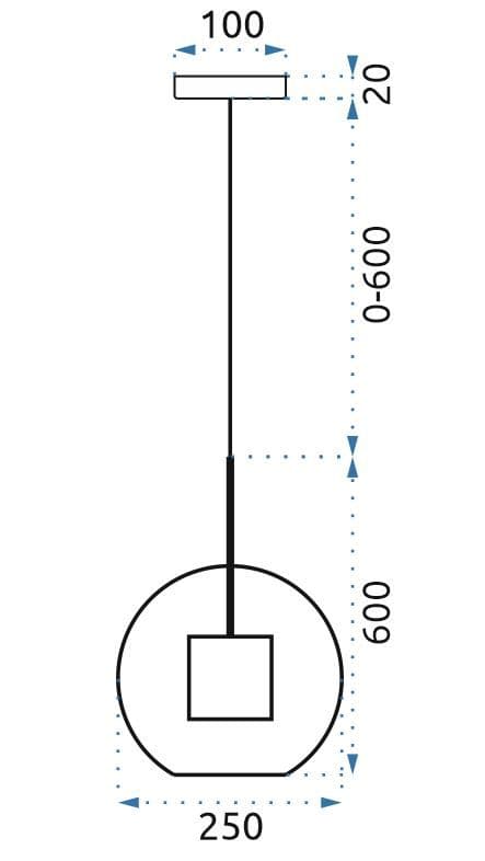 GLAS PENDEL LAMPE LOFT APP558-1CP 25CM SORT