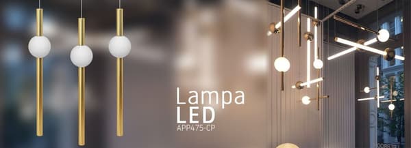 LED LANG VEDHÆNG LOFTSLAMPE APP475-CP GULD