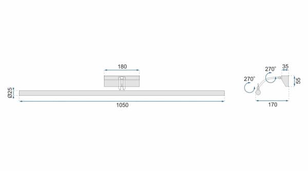 LED BADRUMSVÄGGLAMPA ÖVER SPEGEL 15W 106CM APP367-1W KROM