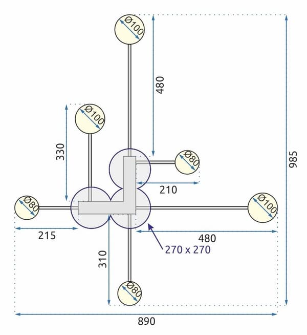 MODERNI 6-VARTINEN LED-KATTOVALAISIN APP521-6C MUSTA