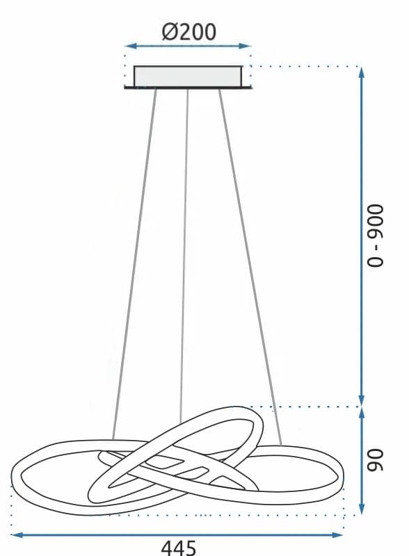 MODERNE LED RING PENDEL LOFTSLAMPE + APP390-CP GOLD FJERNBETJENING