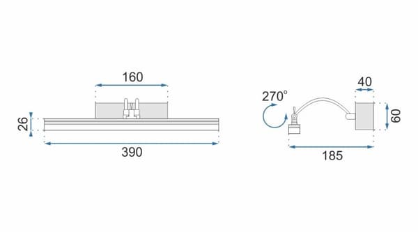 LED BADRUMSLAMPA ÖVER SPEGEL 9W 40CM APP372-1W KROM