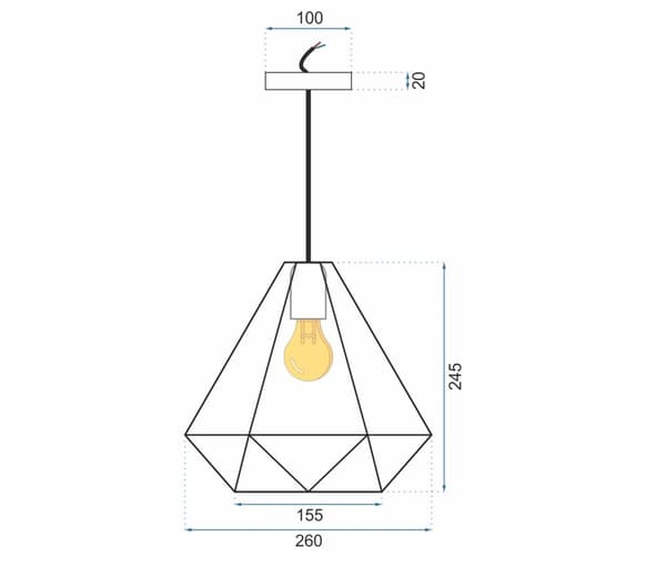 GEOMETRISK TREKANTET LOFTSLAMPE APP252-1CP SORT