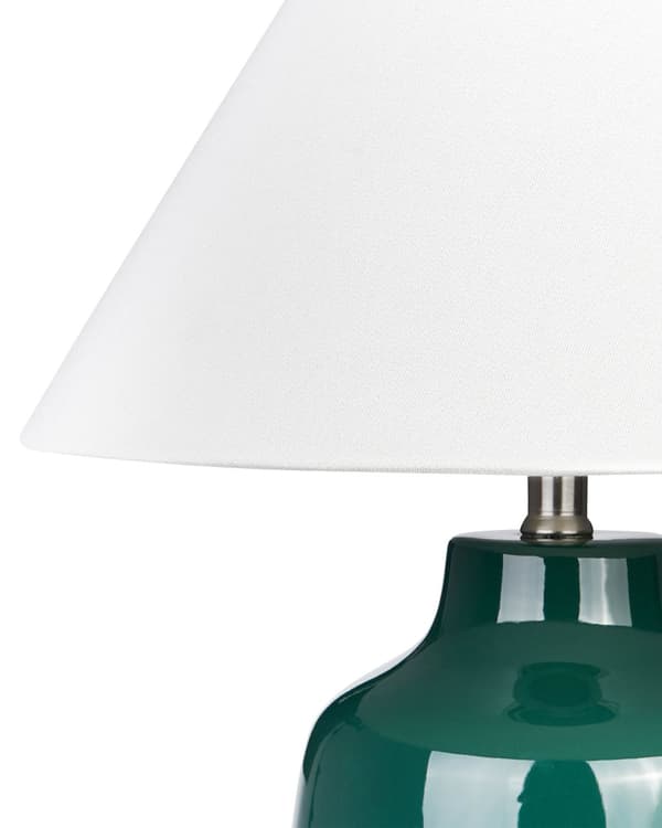 Bordlampe Mørkegrønn Keramikk Stoffskjerm Stemningsfull belysning Nattlampe Soverom Stue
