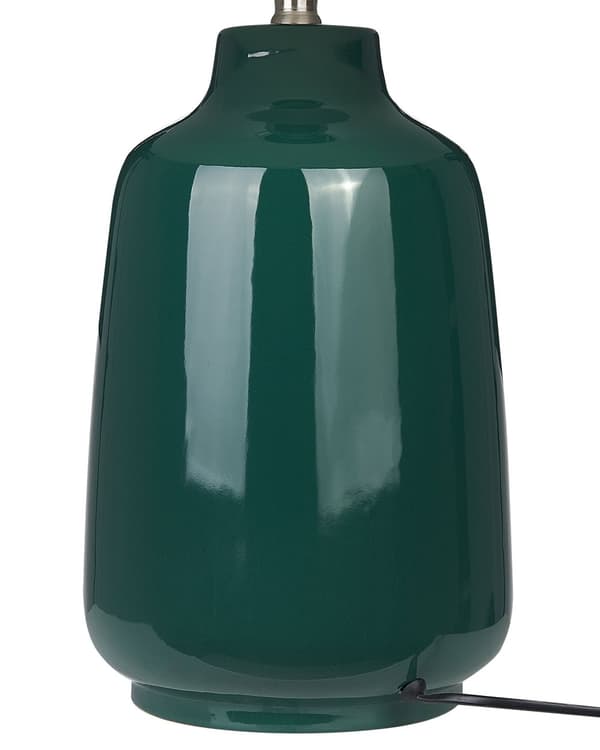 Bordlampe Mørkegrønn Keramikk Stoffskjerm Stemningsfull belysning Nattlampe Soverom Stue