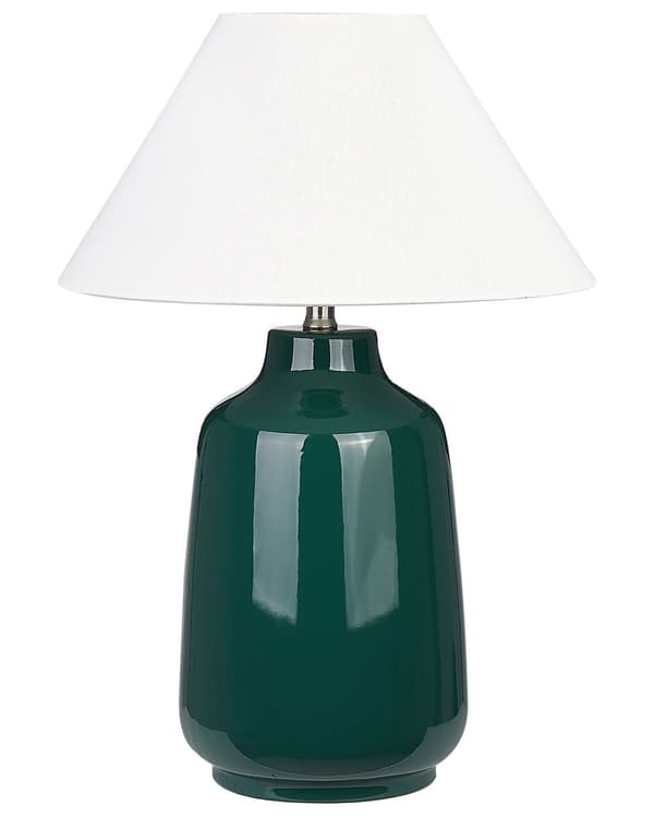 Bordlampe Mørkegrønn Keramikk Stoffskjerm Stemningsfull belysning Nattlampe Soverom Stue
