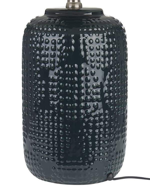 Bordlampe Mørkeblå Keramikk Stoffskjerm Stemningsfull belysning Nattlampe Soverom Stue
