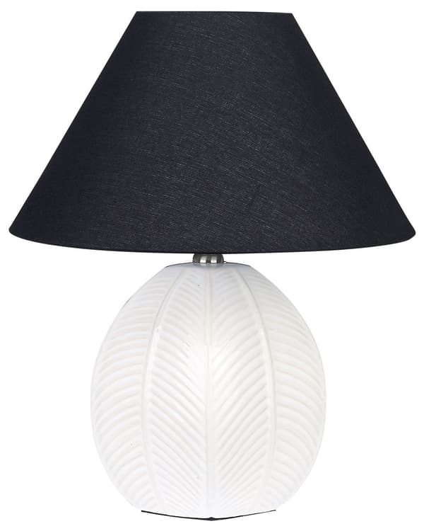 Bordlampe Beige Keramisk Base Stof Skærm Ambient Lighting Sengebordslampe