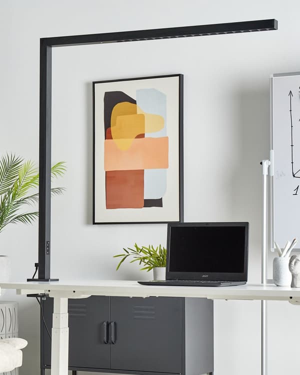Skrivebord LED Lampe Sort Metal 120 cm Aluminium med Klemmedæmper Motion Dagslyssensor Kontorstudie Moderne Stil