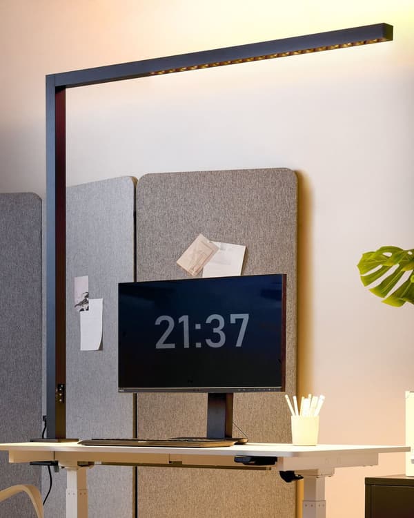 Skrivebord LED Lampe Sort Metal 120 cm Aluminium med Klemmedæmper Motion Dagslyssensor Kontorstudie Moderne Stil