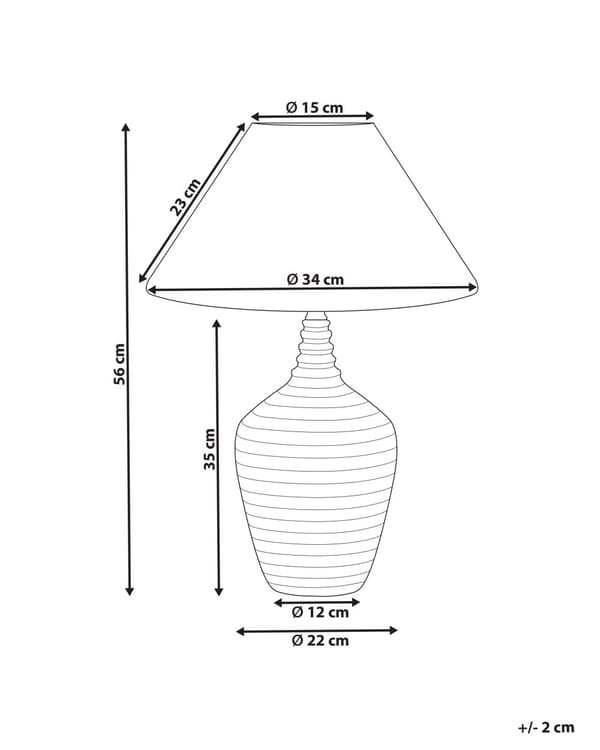 Bordlampe Beige Keramisk Base Stof Skærm Ambient Belysning Sengebordslampe