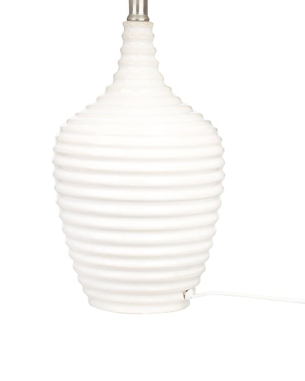 Bordlampe Beige Keramisk Base Stof Skærm Ambient Belysning Sengebordslampe