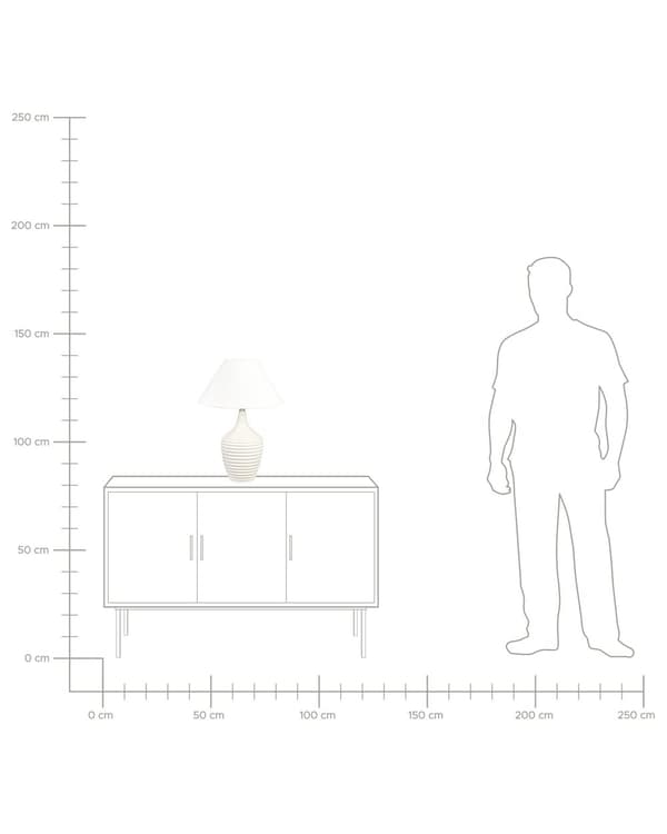 Bordlampe Beige Keramisk Base Stof Skærm Ambient Belysning Sengebordslampe