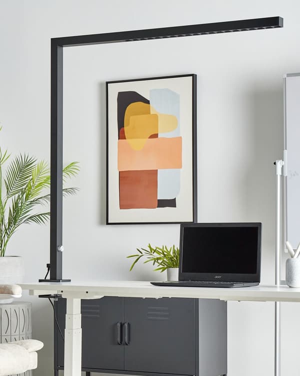 Skrivebord LED Lampe Sort Metal 120 cm Aluminium med Klemme Dæmpningslys Kontorstudie Moderne Stil