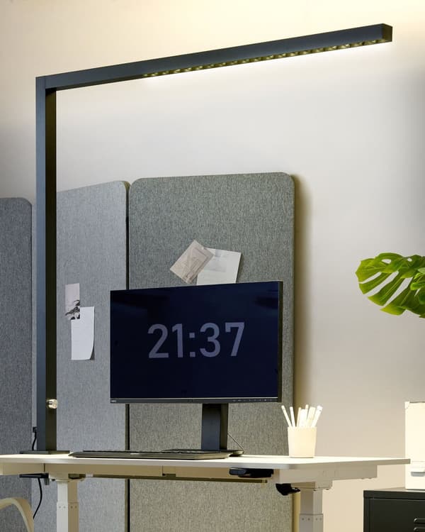 Skrivebord LED Lampe Sort Metal 120 cm Aluminium med Klemme Dæmpningslys Kontorstudie Moderne Stil