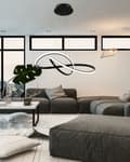 Miniatyrbillede 4 af 7: TAKRING LOFTLAMPE MODERNE LED + FJERNBETJENING APP395-CP SORT