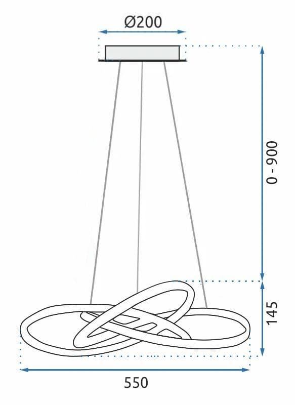 TAKRING LOFTLAMPE MODERNE LED + FJERNBETJENING APP395-CP SORT