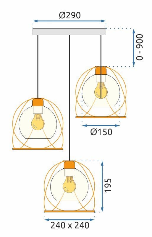LOFTSLAMPE APP1137-3C SORT GULD