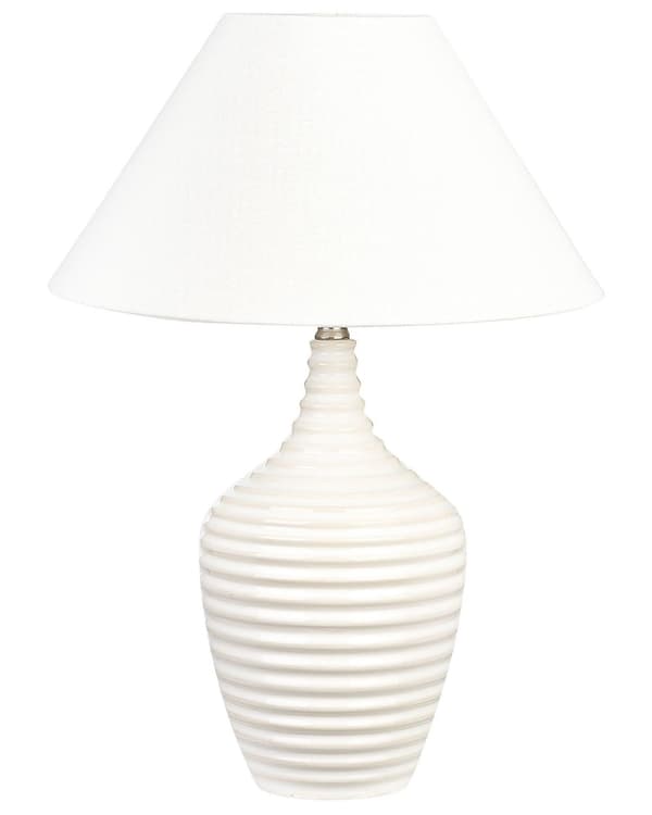 Bordlampe Beige Keramikk Stoffskjerm Stemningsfull belysning Nattlampe Tilbehør Soverom Stue