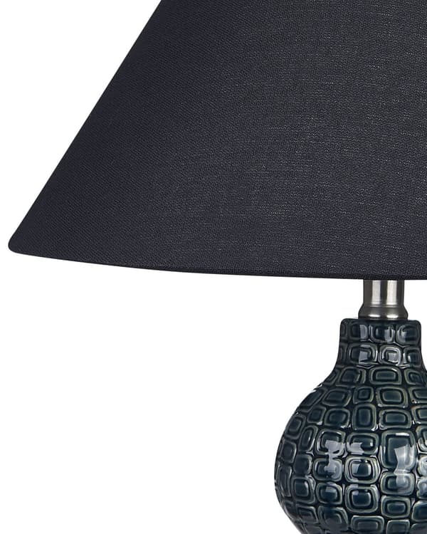 Bordlampe Mørkeblå Svart Keramikk Stoffskjerm Stemningsfull belysning Nattlampe Tilbehør Soverom Stue