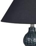 Miniatyrbilde 5 av 9: Bordlampe Mørkeblå Svart Keramikk Stoffskjerm Stemningsfull belysning Nattlampe Tilbehør Soverom Stue
