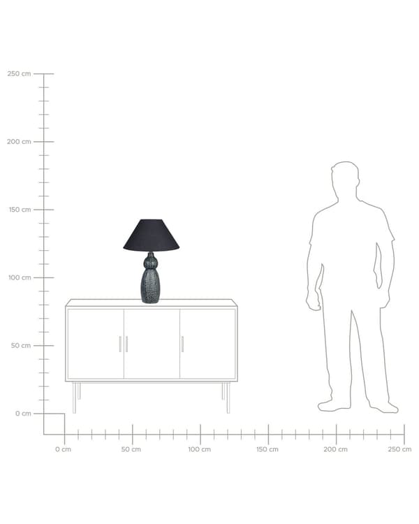Bordlampe Mørkeblå Svart Keramikk Stoffskjerm Stemningsfull belysning Nattlampe Tilbehør Soverom Stue