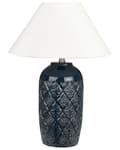 Miniatyrbilde 1 av 9: Bordlampe Mørkeblå Keramikk Stoffskjerm Stemningsfull belysning Nattlampe Tilbehør Soverom Stue