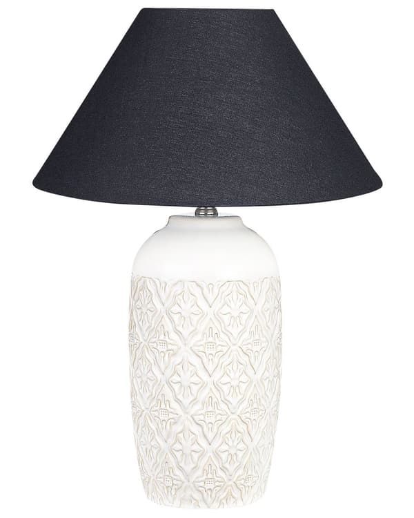 Bordlampe Beige Keramikk Stoffskjerm Stemningsfull belysning Nattlampe Tilbehør Soverom Stue