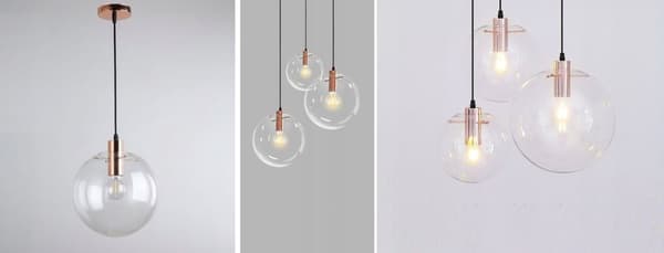LASSI GLAS HÄNGANDE TAKLAMPA 20 CM ROSÉGULD