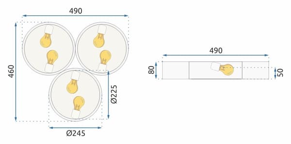 PLAFOND LAMPE APP879-C TREDOBBELT 3X40CM HVID