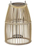Miniatyrbilde 1 av 7: Lanterne Beige Bambustre 32 cm Med lysholder i glass Boho Innendørs- og utendørsbruk